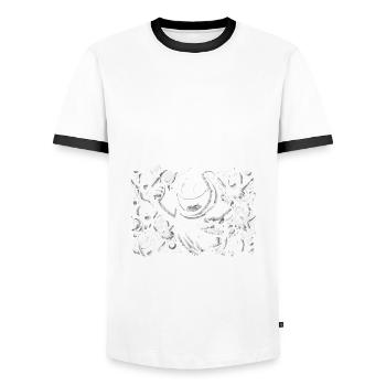 Je suis ici pour les huées et les bonbons, Halloween - T-shirt contrasté Homme - blanc/noir - Devant - AI Model Female 172 light (172cm) & AI Model Male 178 dark (178cm)