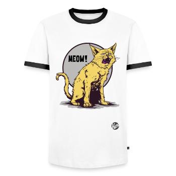 Die nervige jammernde Katze nervt - Männer Kontrast-T-Shirt - Weiß/Schwarz - Vorne - AI Model Female 172 light (172cm) & AI Model Male 178 dark (178cm)