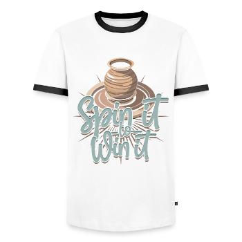 Poterie Poterie Poterie Tournez-le pour le gagner - T-shirt contrasté Homme - blanc/noir - Devant - AI Model Female 172 light (172cm) & AI Model Male 178 dark (178cm)