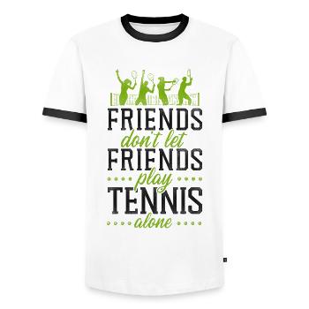 Funny Tennis Player Racket Friends - Men's Ringer Shirt - white/black - Front - AI Model Female 172 light (172cm) & AI Model Male 178 dark (178cm)