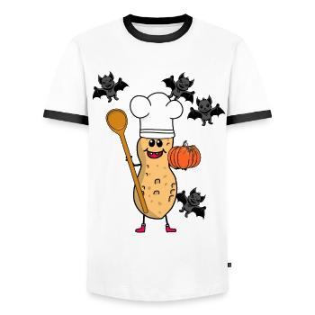 Cacahuètes Cacahuètes Cuisine Chefs Cuisine d’Halloween - T-shirt contrasté Homme - blanc/noir - Devant - AI Model Female 172 light (172cm) & AI Model Male 178 dark (178cm)