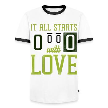 Funny Tennis Player Racket It All - Men's Ringer Shirt - white/black - Front - AI Model Female 172 light (172cm) & AI Model Male 178 dark (178cm)