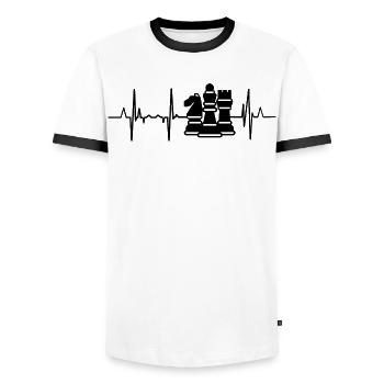 Schach Herzlinie EKG - Männer Kontrast-T-Shirt - Weiß/Schwarz - Vorne - AI Model Female 172 light (172cm) & AI Model Male 178 dark (178cm)