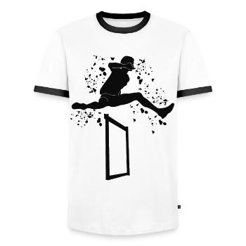 Course de haies Course d’obstacles Courses de haies pour enfants - T-shirt contrasté Homme - blanc/noir - Devant - AI Model Female 172 light (172cm) & AI Model Male 178 dark (178cm)