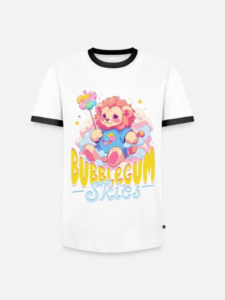 Zuckerwatte Bubblegum Skies - Männer Kontrast-T-Shirt - Weiß/Schwarz