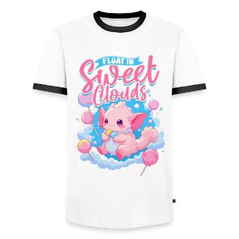 Zuckerwatte Float In Sweet Clouds - Männer Kontrast-T-Shirt - Weiß/Schwarz - Vorne - AI Model Female 172 light (172cm) & AI Model Male 178 dark (178cm)