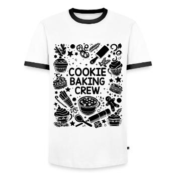 Cookie Baking Crew Pâtissier Boulanger Baker Bake Bakers - T-shirt contrasté Homme - blanc/noir - Devant - AI Model Female 172 light (172cm) & AI Model Male 178 dark (178cm)