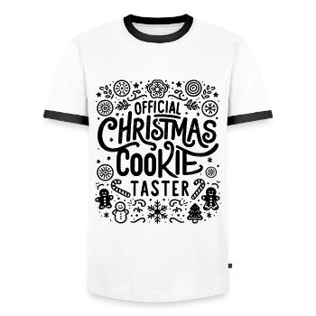 Official Christmas Cookie Taster Baking Pastry Bak - Men's Ringer Shirt - white/black - Front - AI Model Female 172 light (172cm) & AI Model Male 178 dark (178cm)