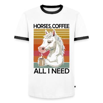 Lustiges Pferd Kunst Pferdebesitzer Pferde Kaffee - Männer Kontrast-T-Shirt - Weiß/Schwarz - Vorne - AI Model Female 172 light (172cm) & AI Model Male 178 dark (178cm)