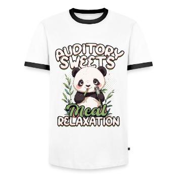 ASMR Whisper Auditory Sweets Meal Relaxation - Men's Ringer Shirt - white/black - Front - AI Model Female 172 light (172cm) & AI Model Male 178 dark (178cm)