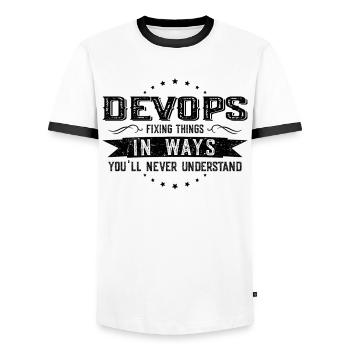 Entwickler Kollegen Geschenk Beruf Spruch Lustig - Männer Kontrast-T-Shirt - Weiß/Schwarz - Vorne - AI Model Female 172 light (172cm) & AI Model Male 178 dark (178cm)
