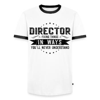 Director Colleagues Gift Profession Saying Funny - Men's Ringer Shirt - white/black - Front - AI Model Female 172 light (172cm) & AI Model Male 178 dark (178cm)