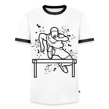 Course de haies Course d’obstacles Courses de haies pour enfants - T-shirt contrasté Homme - blanc/noir - Devant - AI Model Female 172 light (172cm) & AI Model Male 178 dark (178cm)