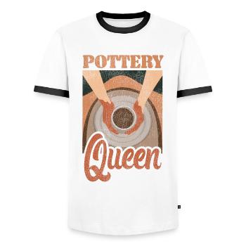 Pottery Ceramics Artist Queen - Men's Ringer Shirt - white/black - Front - AI Model Female 172 light (172cm) & AI Model Male 178 dark (178cm)