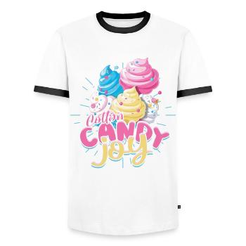 Zuckerwatte Cotton Candy Joy - Männer Kontrast-T-Shirt - Weiß/Schwarz - Vorne - AI Model Female 172 light (172cm) & AI Model Male 178 dark (178cm)