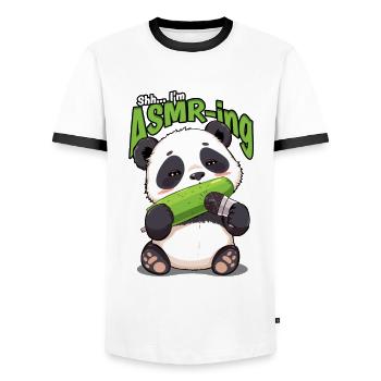ASMR Whisper Shh... I'm ASMR-ing - Men's Ringer Shirt - white/black - Front - AI Model Female 172 light (172cm) & AI Model Male 178 dark (178cm)
