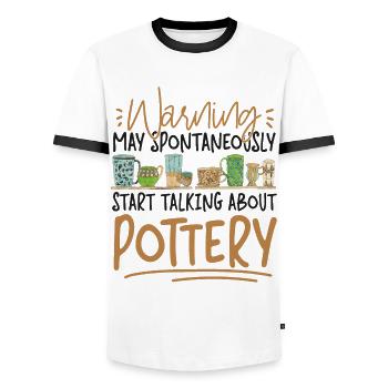 Pottery Ceramics Artist Warning - Men's Ringer Shirt - white/black - Front - AI Model Female 172 light (172cm) & AI Model Male 178 dark (178cm)