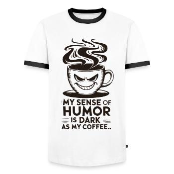 Schwarzer Humor Kaffee Liebhaber Lustiges Zitat Design - Männer Kontrast-T-Shirt - Weiß/Schwarz - Vorne - AI Model Female 172 light (172cm) & AI Model Male 178 dark (178cm)