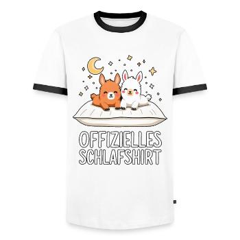 Chemise de nuit officielle Llamas Llama Pair - T-shirt contrasté Homme - blanc/noir - Devant - AI Model Female 172 light (172cm) & AI Model Male 178 dark (178cm)