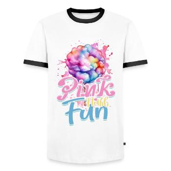 Cotton Candy Pink Fluff Fun - Men's Ringer Shirt - white/black - Front - AI Model Female 172 light (172cm) & AI Model Male 178 dark (178cm)