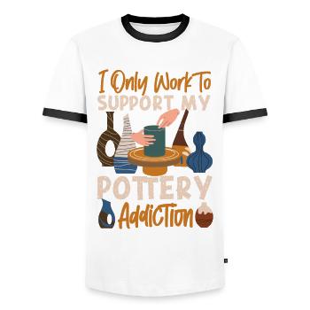 Pottery Ceramics Artist I Only - Men's Ringer Shirt - white/black - Front - AI Model Female 172 light (172cm) & AI Model Male 178 dark (178cm)