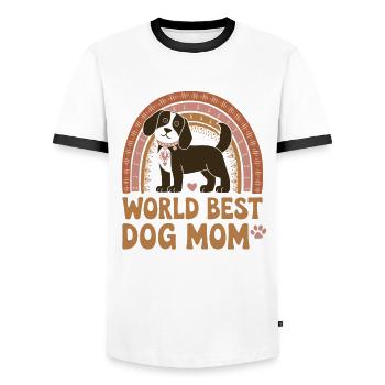 World's Best Dog Mom Loving Dog Mom Desisig - Men's Ringer Shirt - white/black - Front - AI Model Female 172 light (172cm) & AI Model Male 178 dark (178cm)