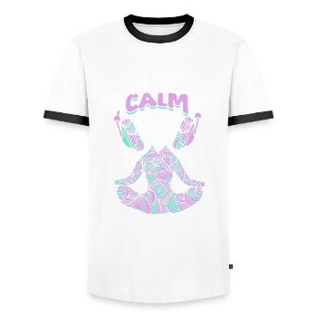 ASMR Whisper Vibrations of Calm - Men's Ringer Shirt - white/black - Front - AI Model Female 172 light (172cm) & AI Model Male 178 dark (178cm)
