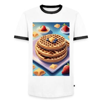 Großer Haufen Pfannkuchen - Männer Kontrast-T-Shirt - Weiß/Schwarz - Vorne - AI Model Female 172 light (172cm) & AI Model Male 178 dark (178cm)