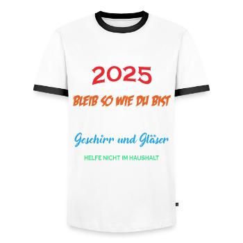 Jugendweihe 2025 jugendliche - Männer Kontrast-T-Shirt - Weiß/Schwarz - Vorne - AI Model Female 172 light (172cm) & AI Model Male 178 dark (178cm)