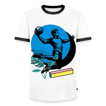 Handball Handballer - Männer Kontrast-T-Shirt - Weiß/Schwarz - Vorne - AI Model Female 172 light (172cm) & AI Model Male 178 dark (178cm)