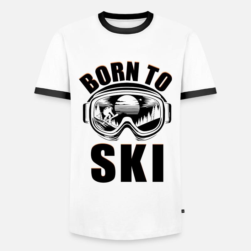 Born To Ski Sci Sciatore Sport invernali Sci - Maglietta Contrast da uomo - bianco/nero