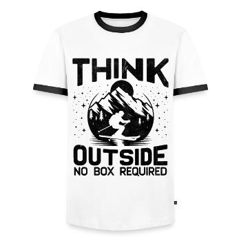 Pensez à l’extérieur Aucune boîte requise Skieur Ski Hiver - T-shirt contrasté Homme - blanc/noir - Devant - AI Model Female 172 light (172cm) & AI Model Male 178 dark (178cm)