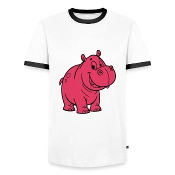 Just a girl who loves hippos - Cartoon - Männer Kontrast-T-Shirt - Weiß/Schwarz - Vorne - AI Model Female 172 light (172cm) & AI Model Male 178 dark (178cm)