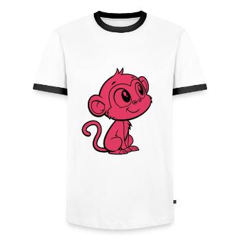 Just a girl who loves monkeys - Cartoon - Men's Ringer Shirt - white/black - Front - AI Model Female 172 light (172cm) & AI Model Male 178 dark (178cm)