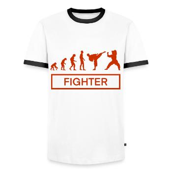 Kampfsport Evolution - Männer Kontrast-T-Shirt - Weiß/Schwarz - Vorne - AI Model Female 172 light (172cm) & AI Model Male 178 dark (178cm)