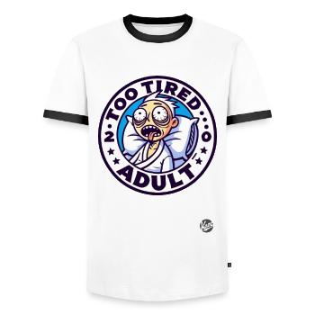 Adulte trop fatigué - T-shirt contrasté Homme - blanc/noir - Devant - AI Model Female 172 light (172cm) & AI Model Male 178 dark (178cm)