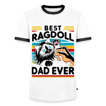 Best Ragdoll Dad Ever Ragdolls Owner Cat Lover - Men's Ringer Shirt - white/black - Front - AI Model Female 172 light (172cm) & AI Model Male 178 dark (178cm)
