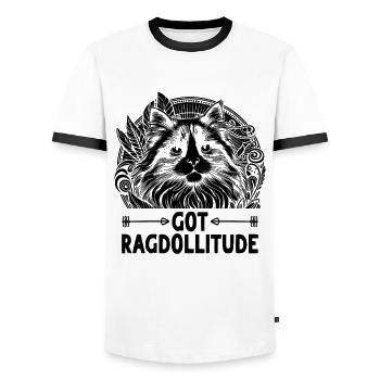 Got Ragdollitude Ragdoll Ragdolls Cat Lover - T-shirt contrasté Homme - blanc/noir - Devant - AI Model Female 172 light (172cm) & AI Model Male 178 dark (178cm)