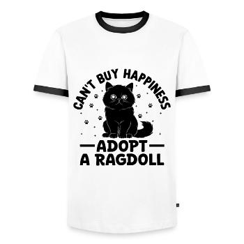 Can't Buy Happiness Adopt A Ragdoll Ragdolls Cat L - Men's Ringer Shirt - white/black - Front - AI Model Female 172 light (172cm) & AI Model Male 178 dark (178cm)