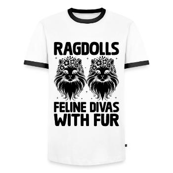 Ragdolls Divas félins avec fourrure Ragdolls Cat Lover - T-shirt contrasté Homme - blanc/noir - Devant - AI Model Female 172 light (172cm) & AI Model Male 178 dark (178cm)