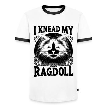 Ich knete meine Ragdoll Ragdolls Katzenliebhaber - Männer Kontrast-T-Shirt - Weiß/Schwarz - Vorne - AI Model Female 172 light (172cm) & AI Model Male 178 dark (178cm)
