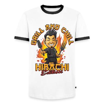 Hibachi Teppanyaki Grill And Chill Hibachi Edition - Männer Kontrast-T-Shirt - Weiß/Schwarz - Vorne - AI Model Female 172 light (172cm) & AI Model Male 178 dark (178cm)