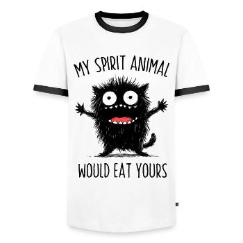 My Spirit Animal Would Eat Yours Funny Saying - Men's Ringer Shirt - white/black - Front - AI Model Female 172 light (172cm) & AI Model Male 178 dark (178cm)