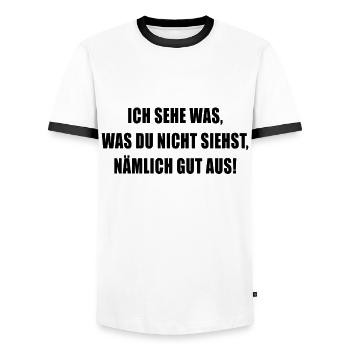 Ich Sehe Was Das Du Nicht Siehst Nämlich Gut Aus - Männer Kontrast-T-Shirt - Weiß/Schwarz - Vorne - AI Model Female 172 light (172cm) & AI Model Male 178 dark (178cm)