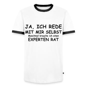 Ja, ich rede mit mir selbst manchmal brauche ich - Männer Kontrast-T-Shirt - Weiß/Schwarz - Vorne - AI Model Female 172 light (172cm) & AI Model Male 178 dark (178cm)