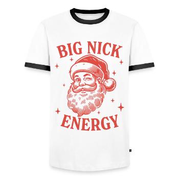 Big Nick Energy - Men's Ringer Shirt - white/black - Front - AI Model Female 172 light (172cm) & AI Model Male 178 dark (178cm)