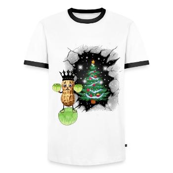 Weihnachten Vegetarisch Kohl Gemüse Erdnuss Xmas - Männer Kontrast-T-Shirt - Weiß/Schwarz - Vorne - AI Model Female 172 light (172cm) & AI Model Male 178 dark (178cm)