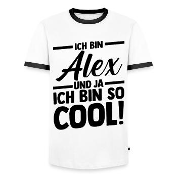 Alexander Alexandra Alexa Alex - Männer Kontrast-T-Shirt - Weiß/Schwarz - Vorne - AI Model Female 172 light (172cm) & AI Model Male 178 dark (178cm)