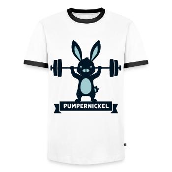 Bodybuilder Fitness Fitnesstrainer Pumpernickel - Männer Kontrast-T-Shirt - Weiß/Schwarz - Vorne - AI Model Female 172 light (172cm) & AI Model Male 178 dark (178cm)