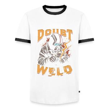 Welder When In Doubt Weld It Out - Men's Ringer Shirt - white/black - Front - AI Model Female 172 light (172cm) & AI Model Male 178 dark (178cm)